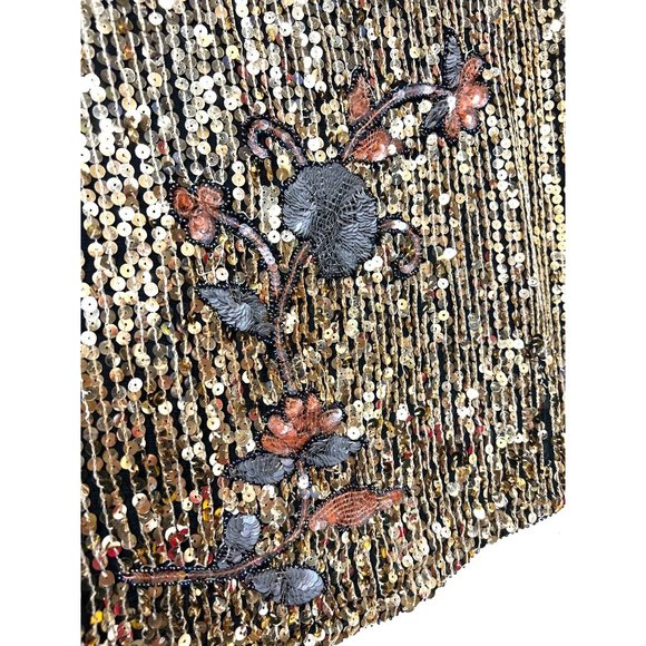 Handmade Handcrafted Beaded Floral Design Sequined Sparkly Crop Top - Picture 3 of 9